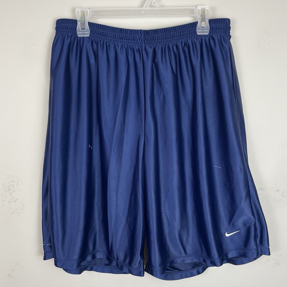 Nike Basketball Shorts XXL 9"In Blue Shiny Silky Dazzle Vintage Made in USA READ